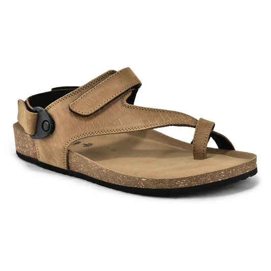 Woodland Men's Camel Nubuck Print Sandals with Suede Insole and Rubber Sole
