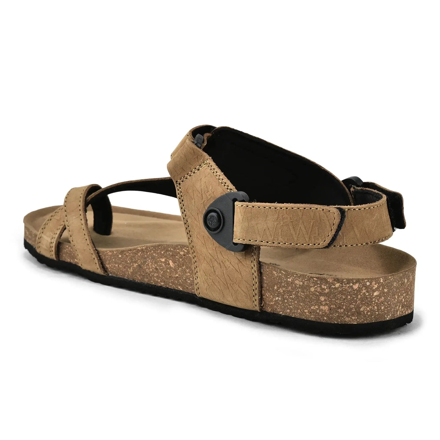 Woodland Men's Camel Nubuck Print Sandals with Suede Insole and Rubber Sole