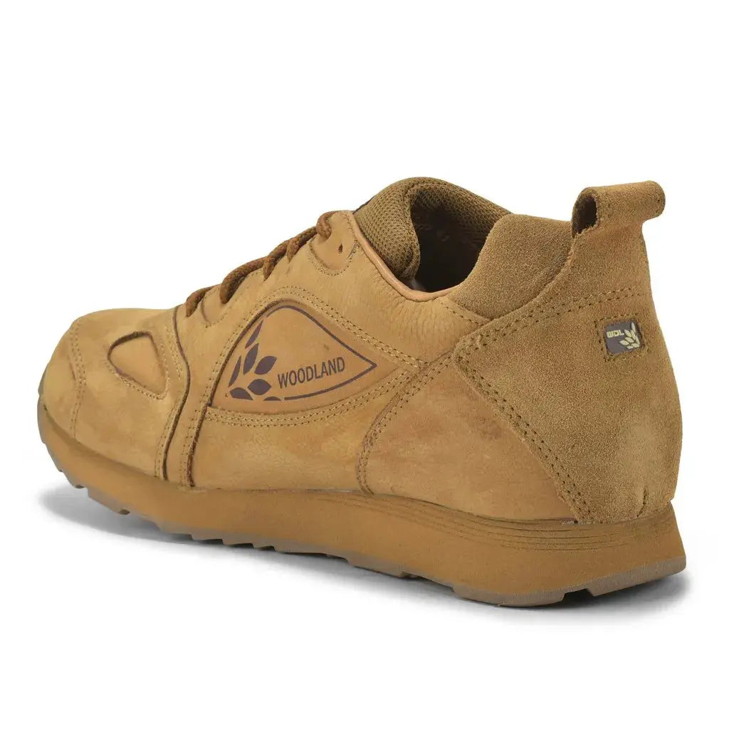 Woodland Men's Camel Nubuck Leather Casual Outdoor Shoes with Rubber Sole